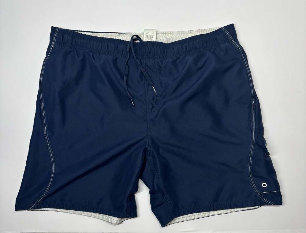Nike Men's Navy Blue Swim Trunks with Logo